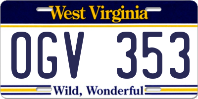 WV license plate OGV353