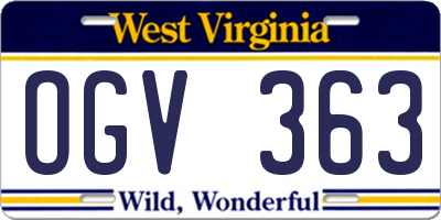 WV license plate OGV363