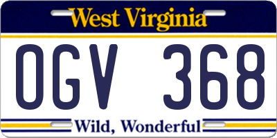 WV license plate OGV368