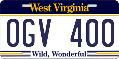 WV license plate OGV400