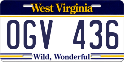 WV license plate OGV436