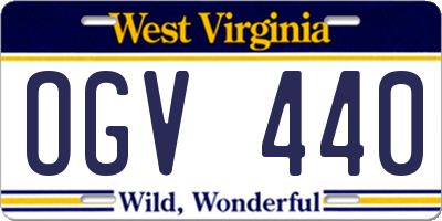 WV license plate OGV440