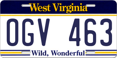 WV license plate OGV463