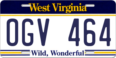 WV license plate OGV464