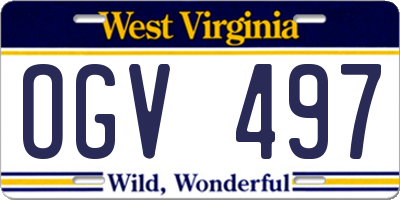 WV license plate OGV497