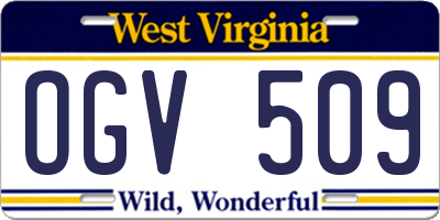 WV license plate OGV509