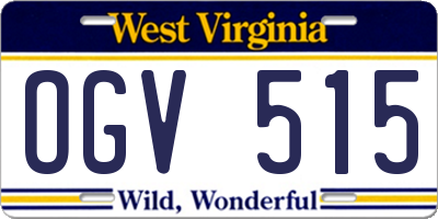 WV license plate OGV515