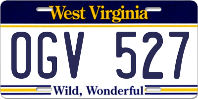 WV license plate OGV527
