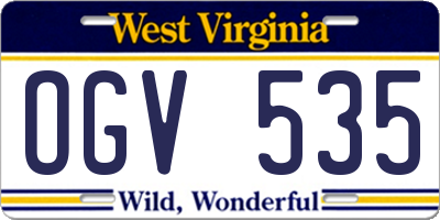 WV license plate OGV535