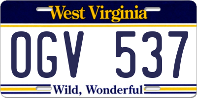 WV license plate OGV537