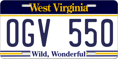 WV license plate OGV550