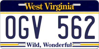 WV license plate OGV562