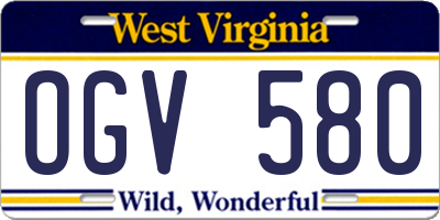 WV license plate OGV580