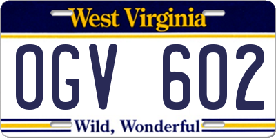 WV license plate OGV602