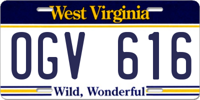 WV license plate OGV616