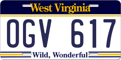 WV license plate OGV617
