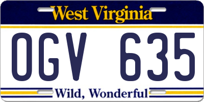 WV license plate OGV635