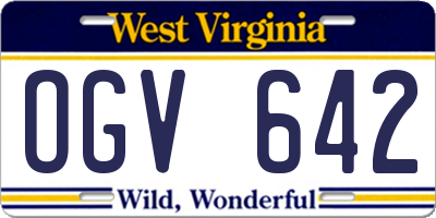 WV license plate OGV642
