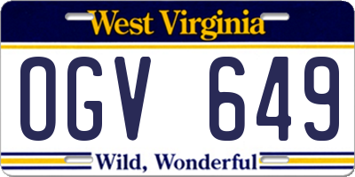 WV license plate OGV649