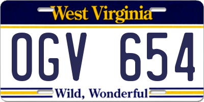 WV license plate OGV654