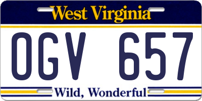 WV license plate OGV657