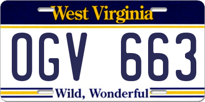 WV license plate OGV663