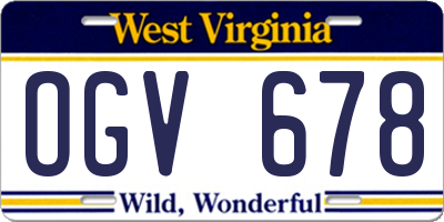 WV license plate OGV678