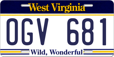 WV license plate OGV681