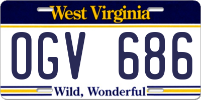 WV license plate OGV686
