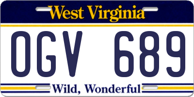 WV license plate OGV689
