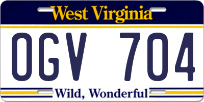 WV license plate OGV704