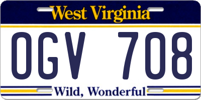 WV license plate OGV708