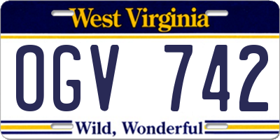 WV license plate OGV742