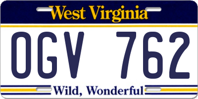 WV license plate OGV762