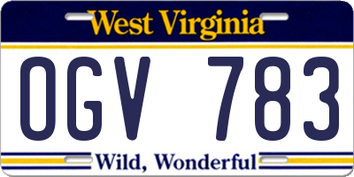 WV license plate OGV783