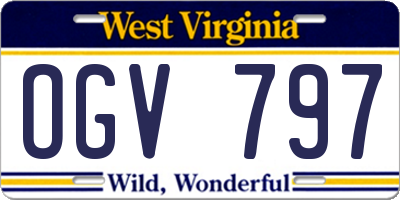 WV license plate OGV797