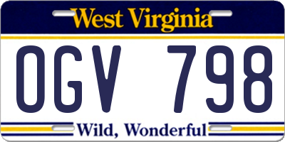 WV license plate OGV798