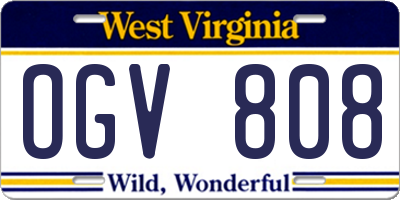 WV license plate OGV808