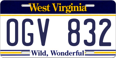 WV license plate OGV832