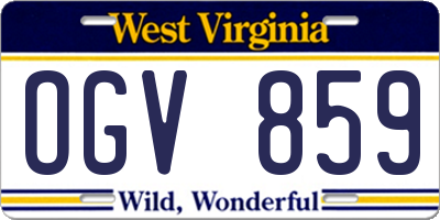 WV license plate OGV859
