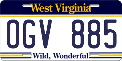 WV license plate OGV885