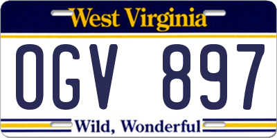 WV license plate OGV897