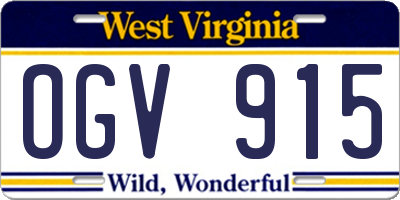 WV license plate OGV915