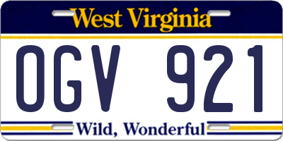 WV license plate OGV921