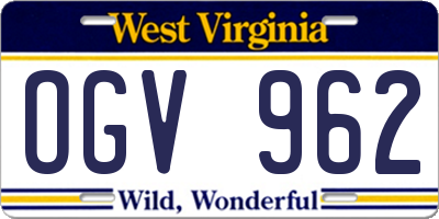 WV license plate OGV962
