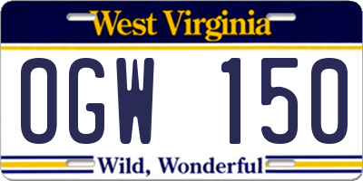 WV license plate OGW150