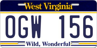 WV license plate OGW156