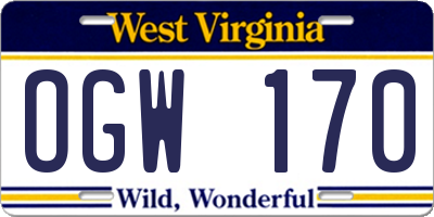 WV license plate OGW170