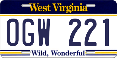 WV license plate OGW221