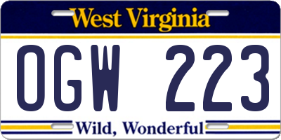 WV license plate OGW223